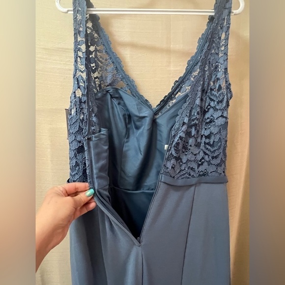 David’s bridal formal multi toned blue dress lace accent size 10 - Picture 10 of 12